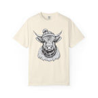 Highland Cow Graphic T-Shirt — Cozy Scarf & Beanie Bull Illustration