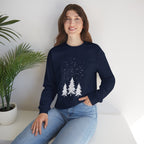 Winter Pines Crewneck Sweatshirt — Snowy Forest Holiday Sweatshirt