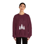 Winter Pines Crewneck Sweatshirt — Snowy Forest Holiday Sweatshirt