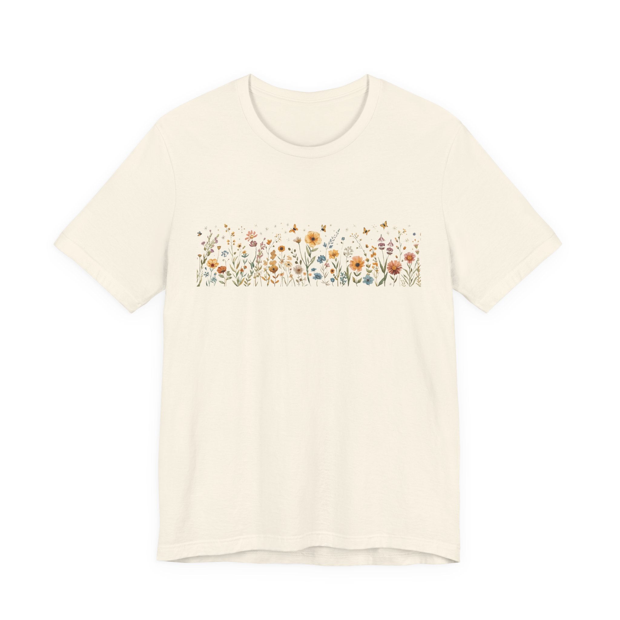 Floral Meadow Stripe Tee — Wildflower Band Graphic T-Shirt
