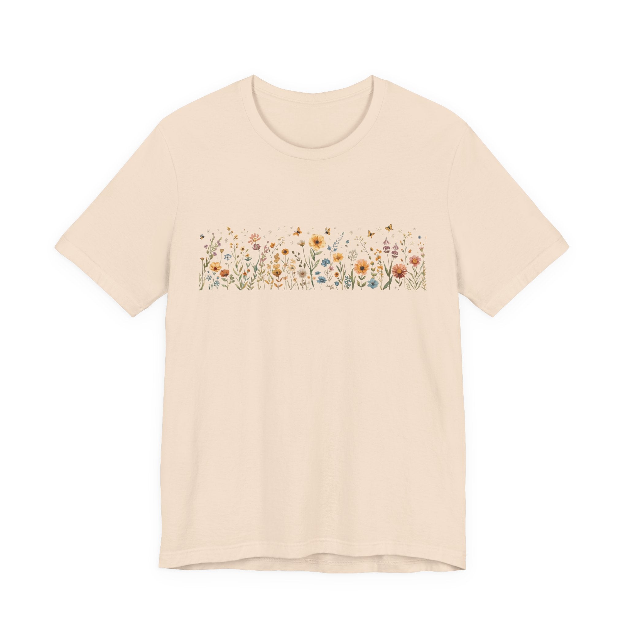 Floral Meadow Stripe Tee — Wildflower Band Graphic T-Shirt
