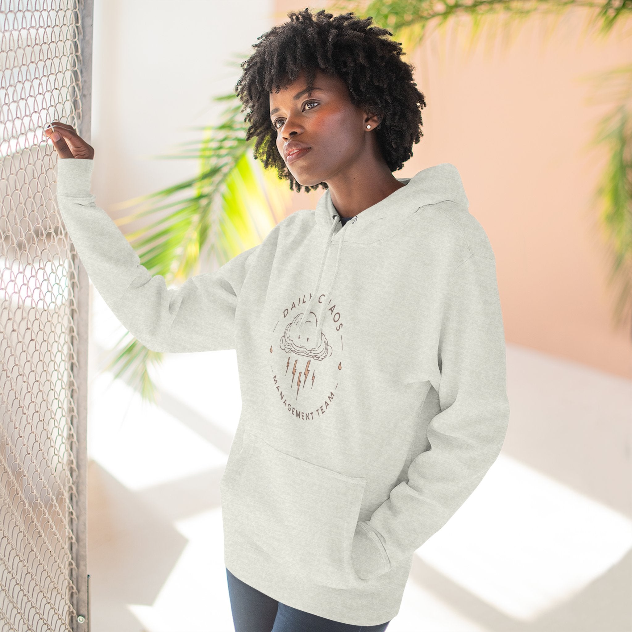 Daily Chaos Raincloud Hoodie — Cute Pastel Cloud Graphic Pullover
