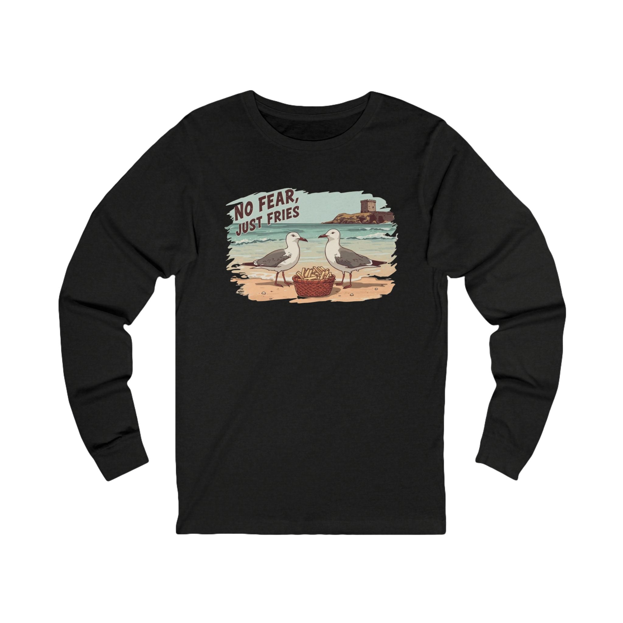 No Fear Just Fries Long Sleeve Tee — Seagull Beach Graphic Shirt
