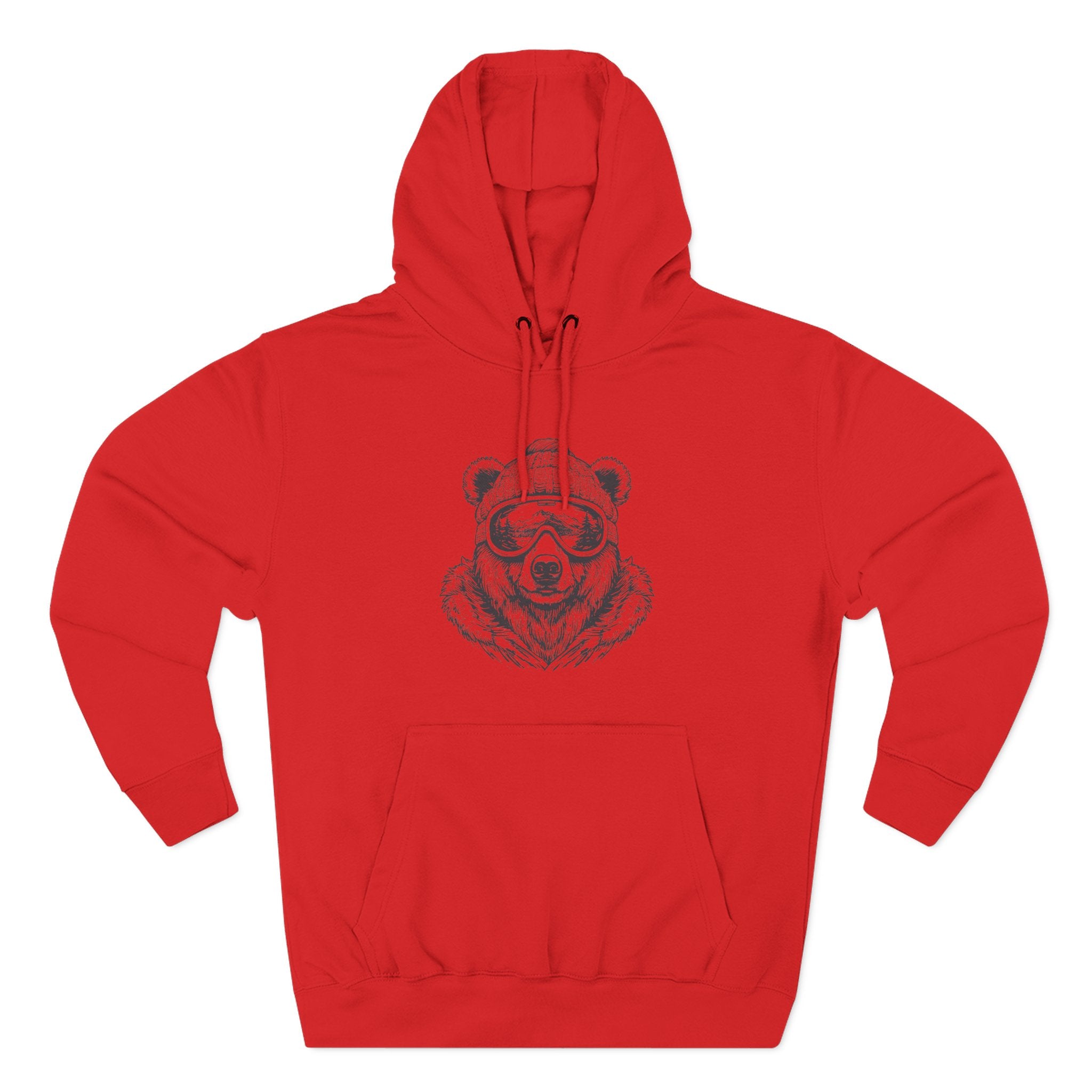 Bear Sketch Hoodie — Cool Bear with Sunglasses Fleece Pullover