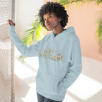 Floral Meadow Fleece Hoodie — Soft Boho Wildflower Stripe Design