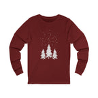 Winter Pines Long Sleeve Tee — Snowy Tree Graphic Shirt