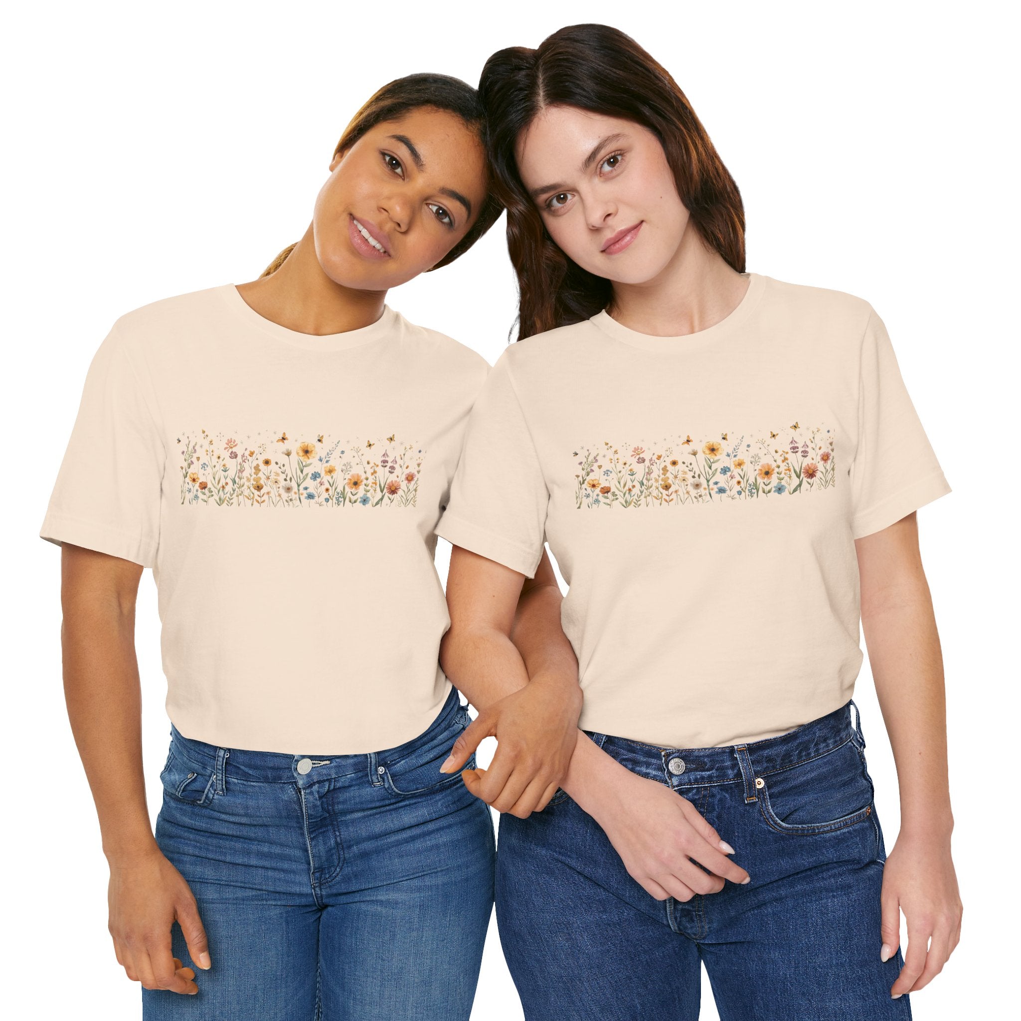 Floral Meadow Stripe Tee — Wildflower Band Graphic T-Shirt