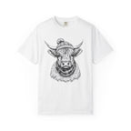 Highland Cow Graphic T-Shirt — Cozy Scarf & Beanie Bull Illustration
