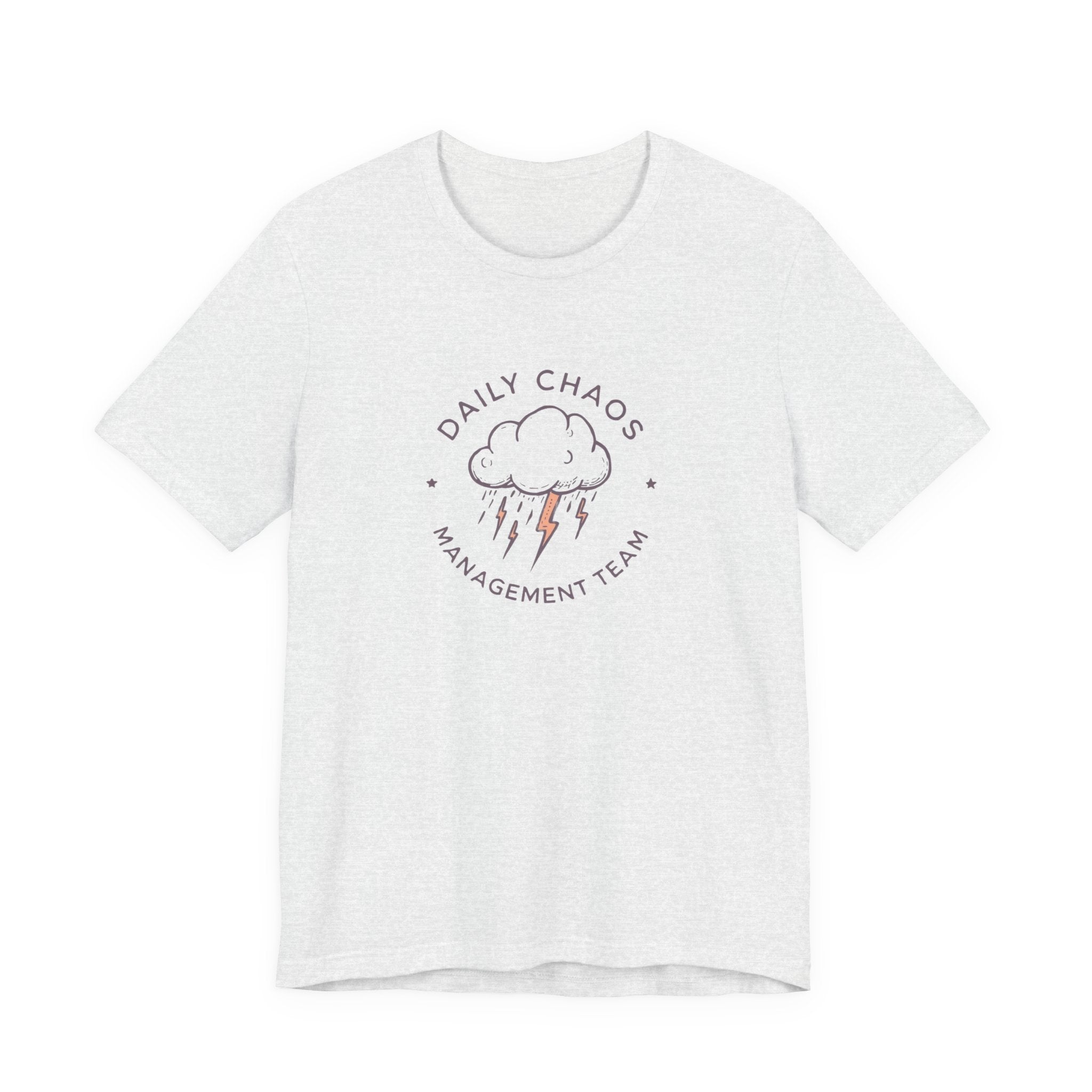 Daily Chaos Management Team Tee — Cute Lightning Cloud Graphic T-Shirt