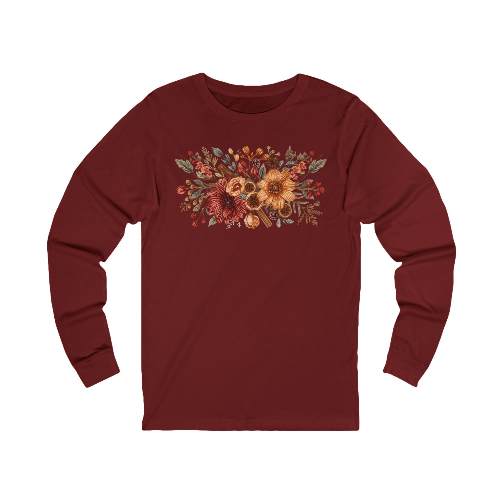 Autumn Bloom Long Sleeve Tee — Rustic Fall Floral Shirt
