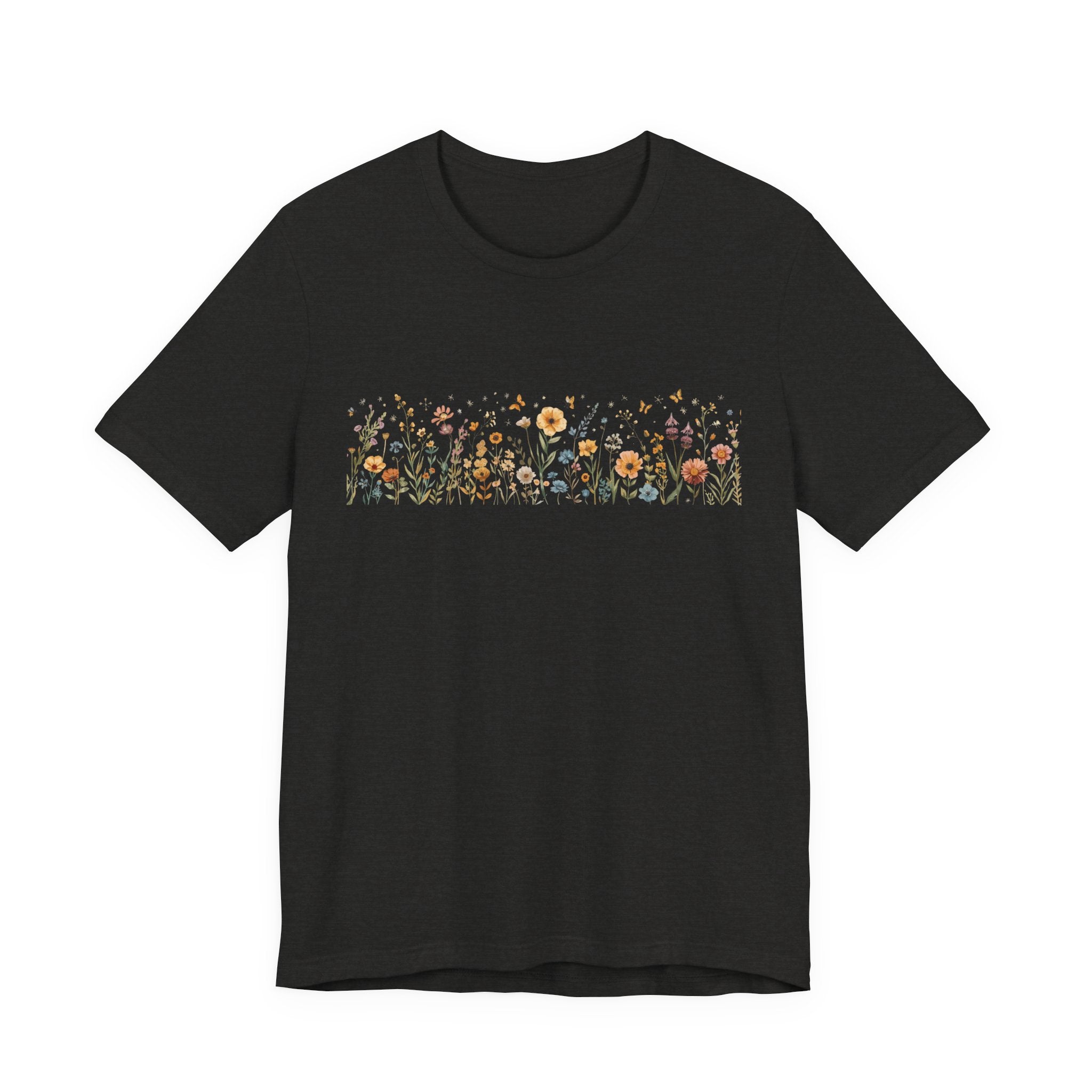 Floral Meadow Stripe Tee — Wildflower Band Graphic T-Shirt