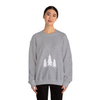 Winter Pines Crewneck Sweatshirt — Snowy Forest Holiday Sweatshirt