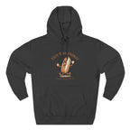 Hot Dog Energy Hoodie — Funny Cartoon Hotdog "Living My Best Bite" Pullover