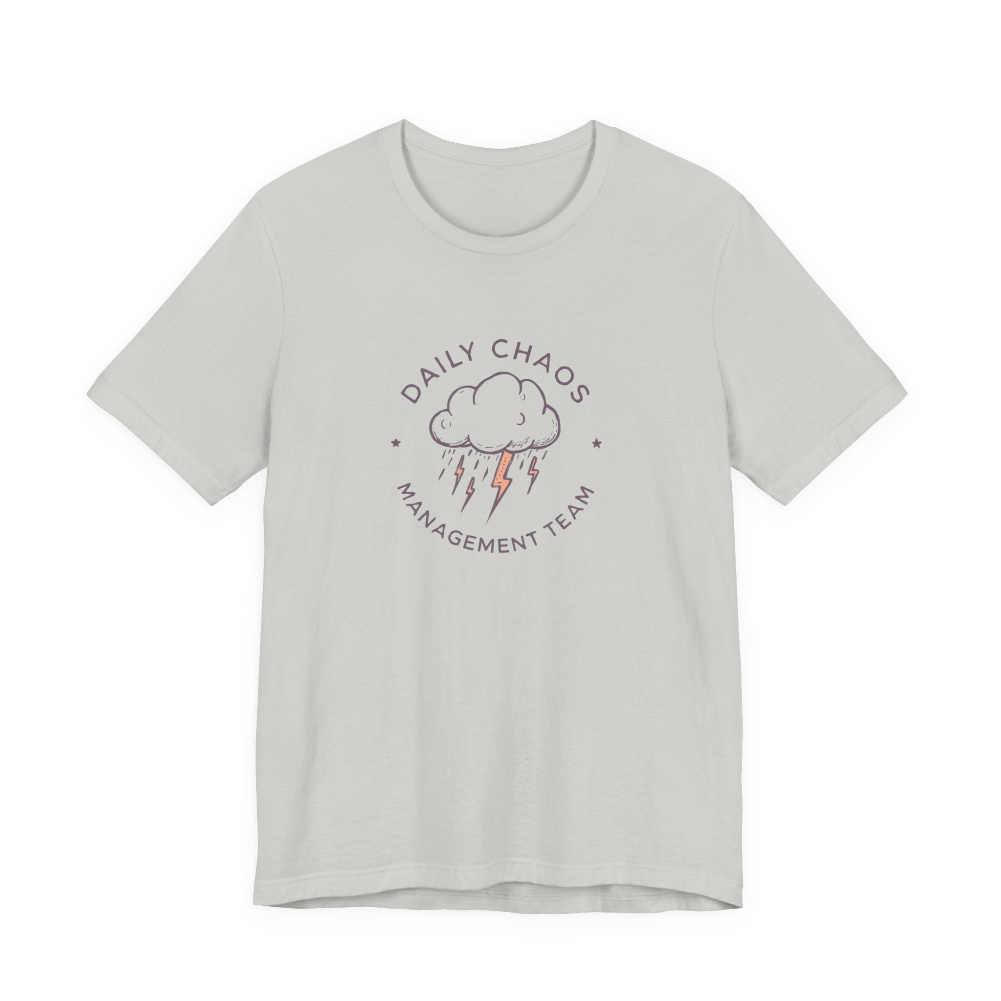 Daily Chaos Management Team Tee — Cute Lightning Cloud Graphic T-Shirt