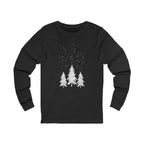 Winter Pines Long Sleeve Tee — Snowy Tree Graphic Shirt
