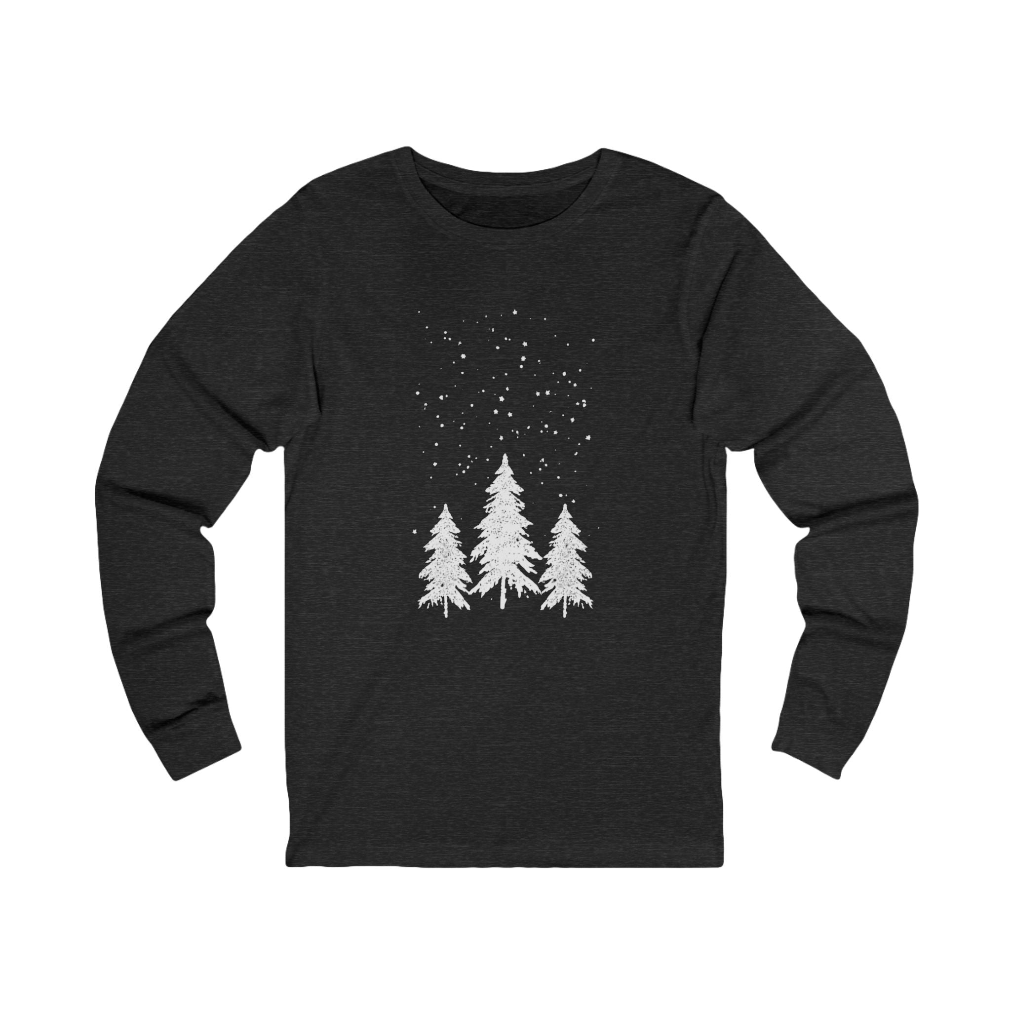 Winter Pines Long Sleeve Tee — Snowy Tree Graphic Shirt