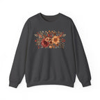 Fall Floral Crewneck Sweatshirt — Rust Sunflower Bouquet