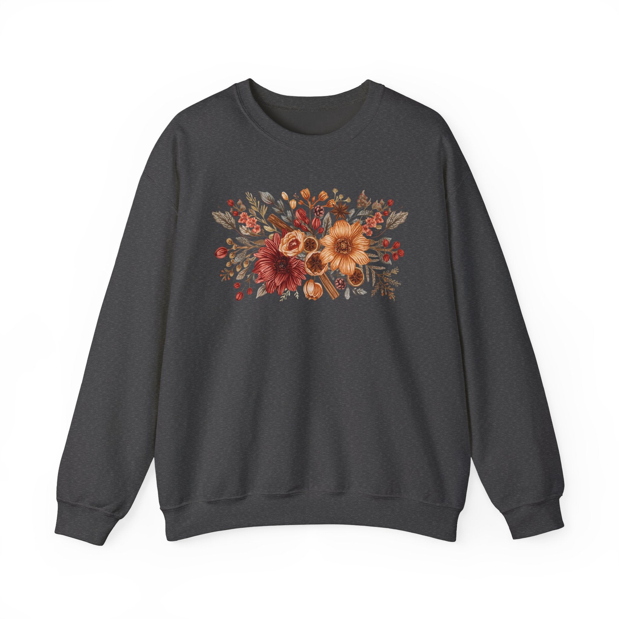 Fall Floral Crewneck Sweatshirt — Rust Sunflower Bouquet