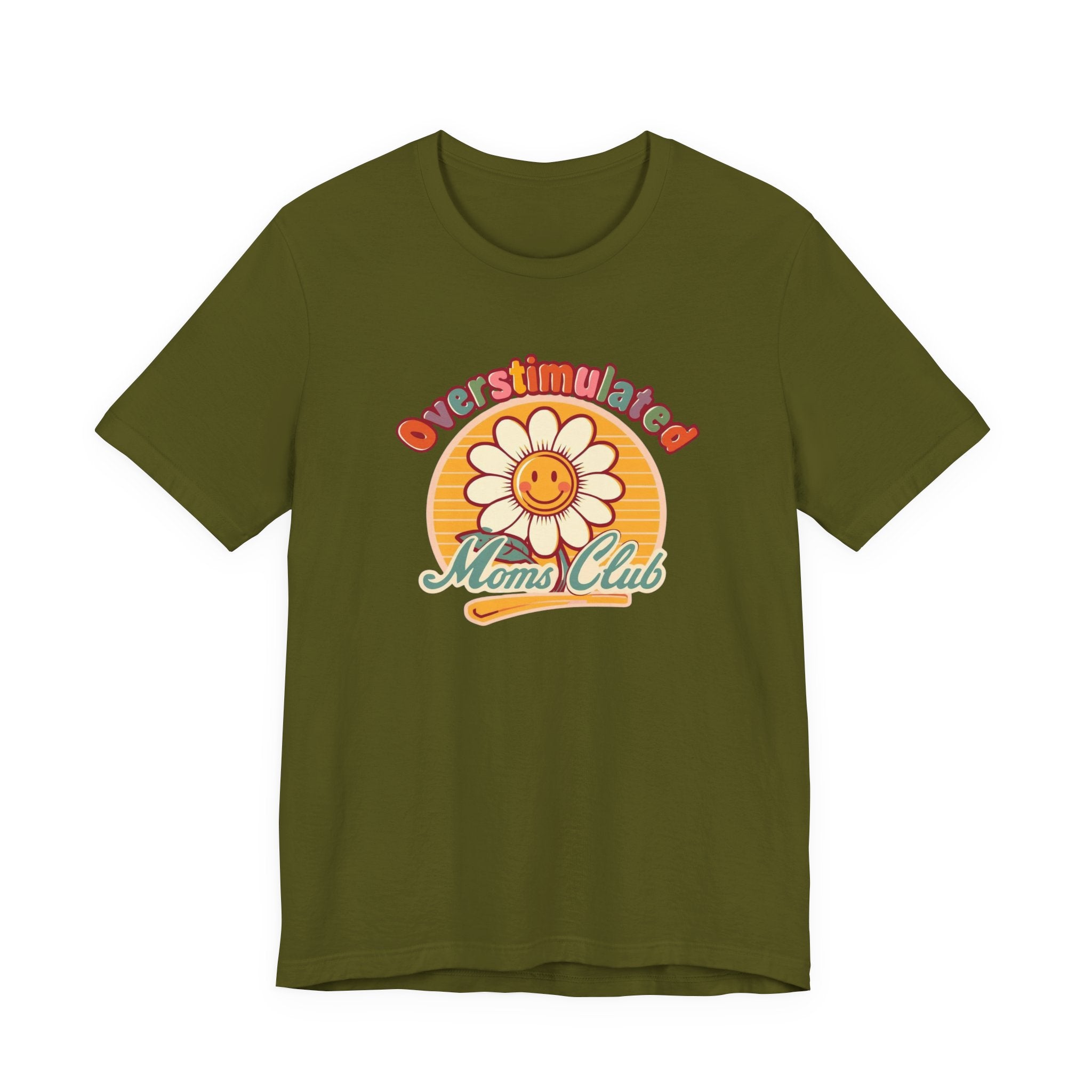 Overstimulated Moms Club T-Shirt — Retro Smiley Daisy Tee