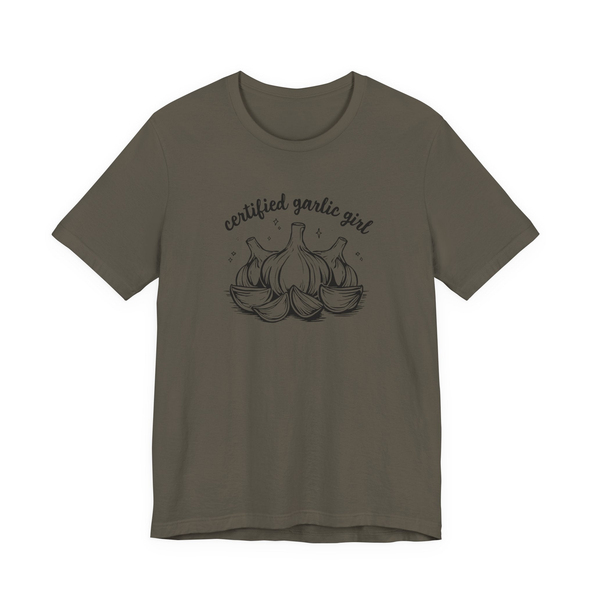 Certified Garlic Girl T‑Shirt — Cute Garlic Illustration Tee for Foodies & Gardeners