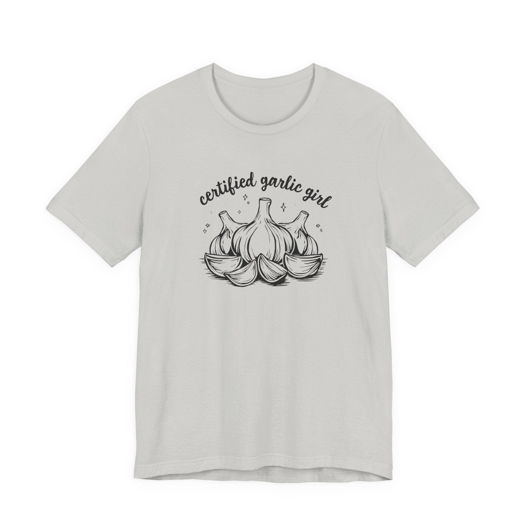 Certified Garlic Girl T‑Shirt — Cute Garlic Illustration Tee for Foodies & Gardeners