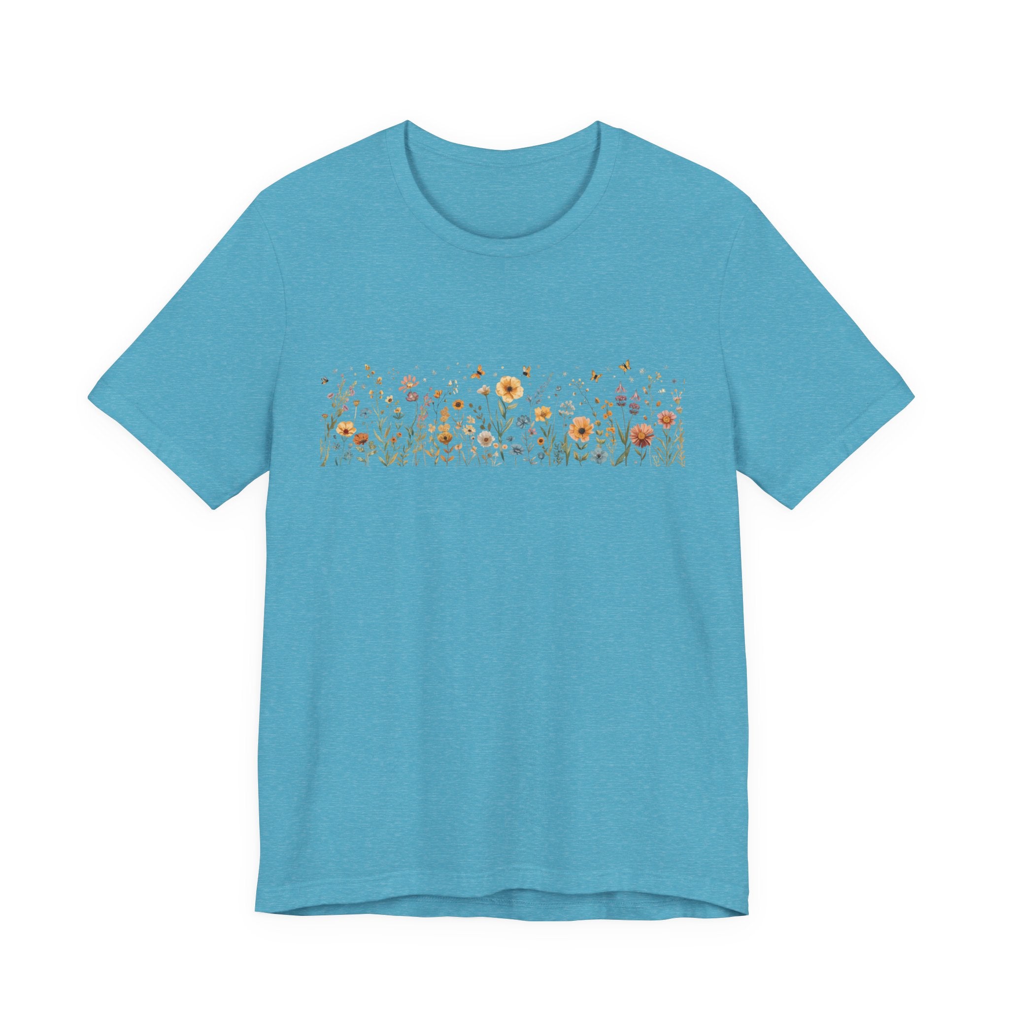 Floral Meadow Stripe Tee — Wildflower Band Graphic T-Shirt