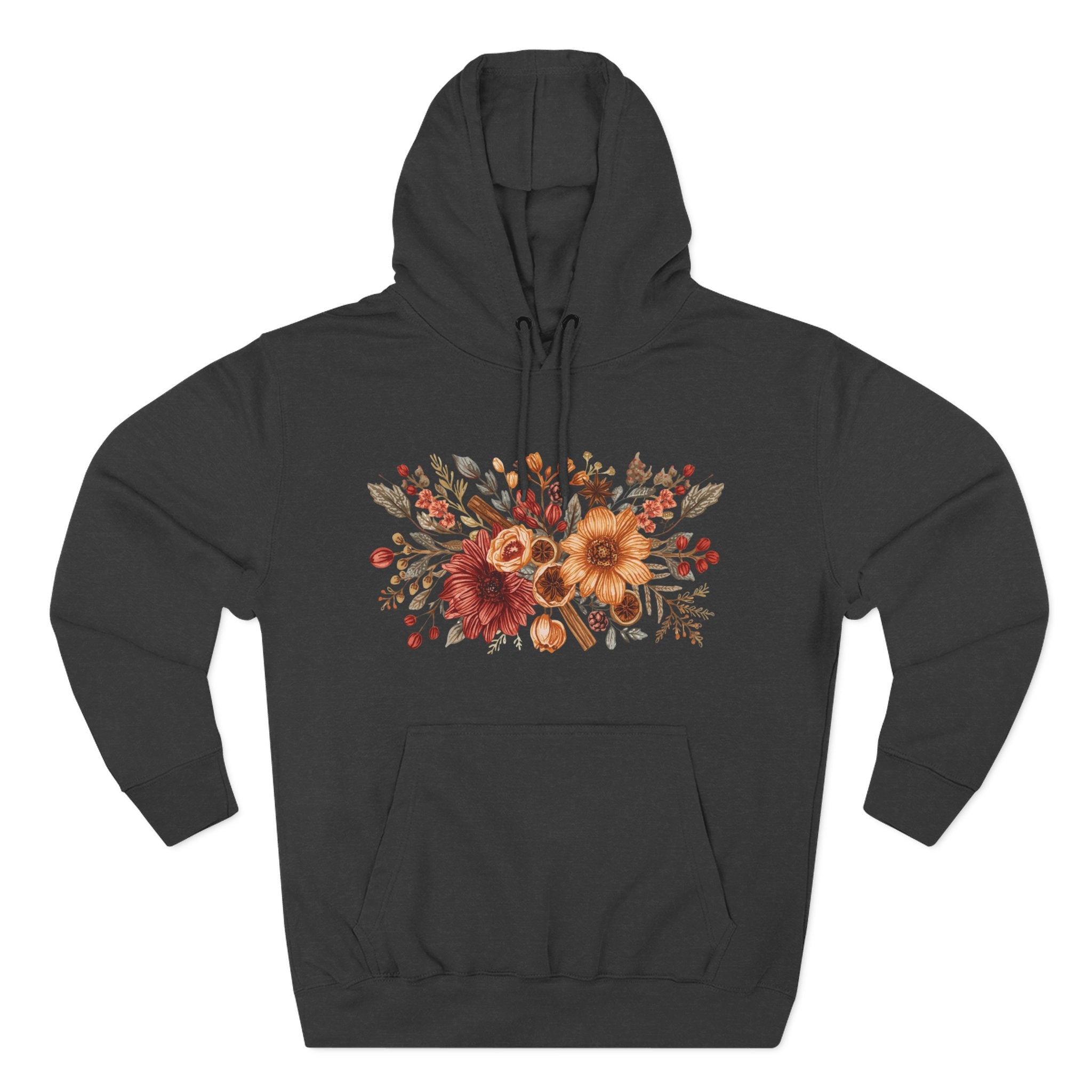 Autumn Floral Hoodie — Cozy Fall Sunflower & Mum Fleece Pullover