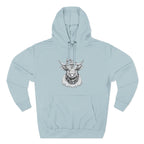 Highland Cow Sketch Hoodie - Detailed Bull Head Graphic Fleece Pullover