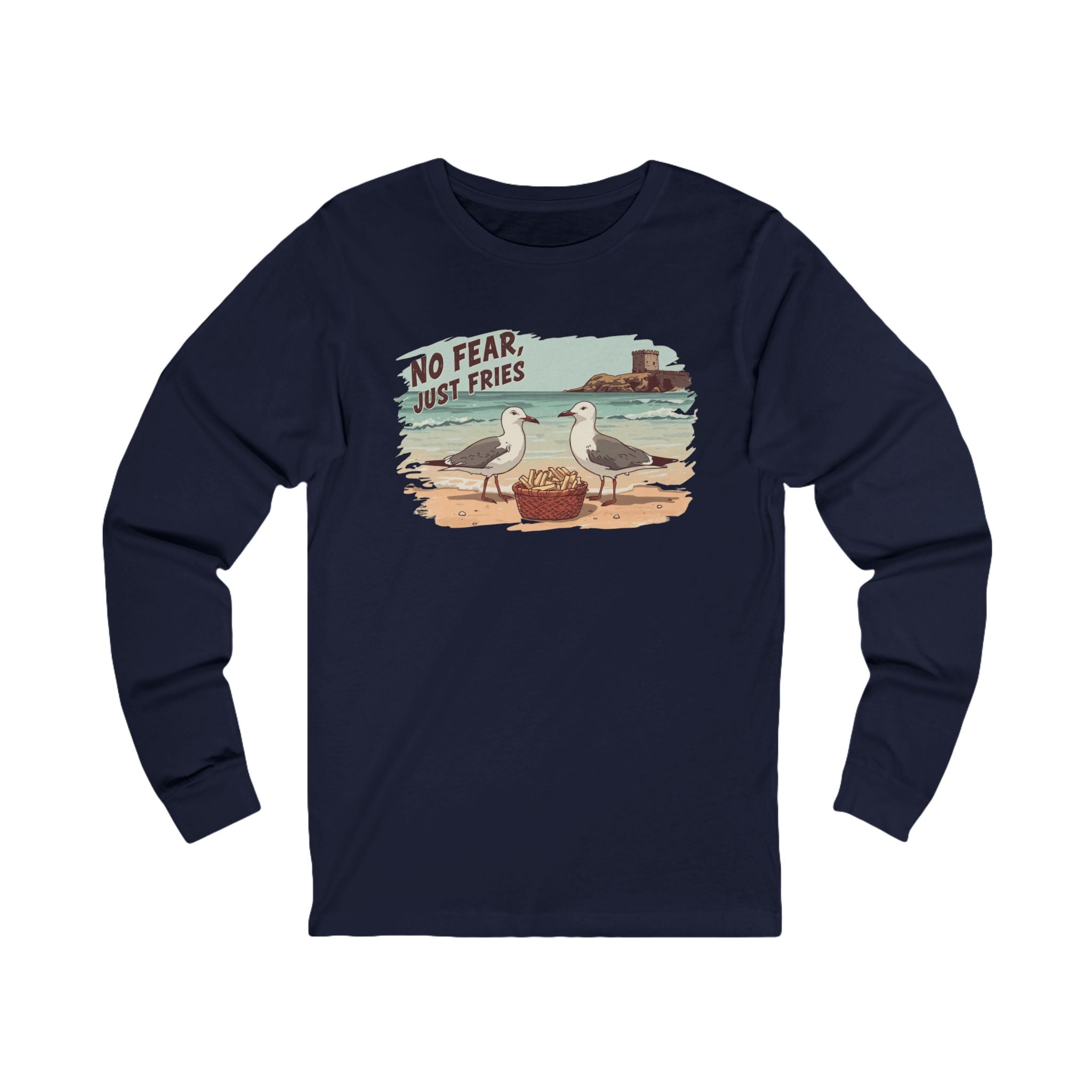 No Fear Just Fries Long Sleeve Tee — Seagull Beach Graphic Shirt