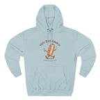 Hot Dog Energy Hoodie — Funny Cartoon Hotdog "Living My Best Bite" Pullover