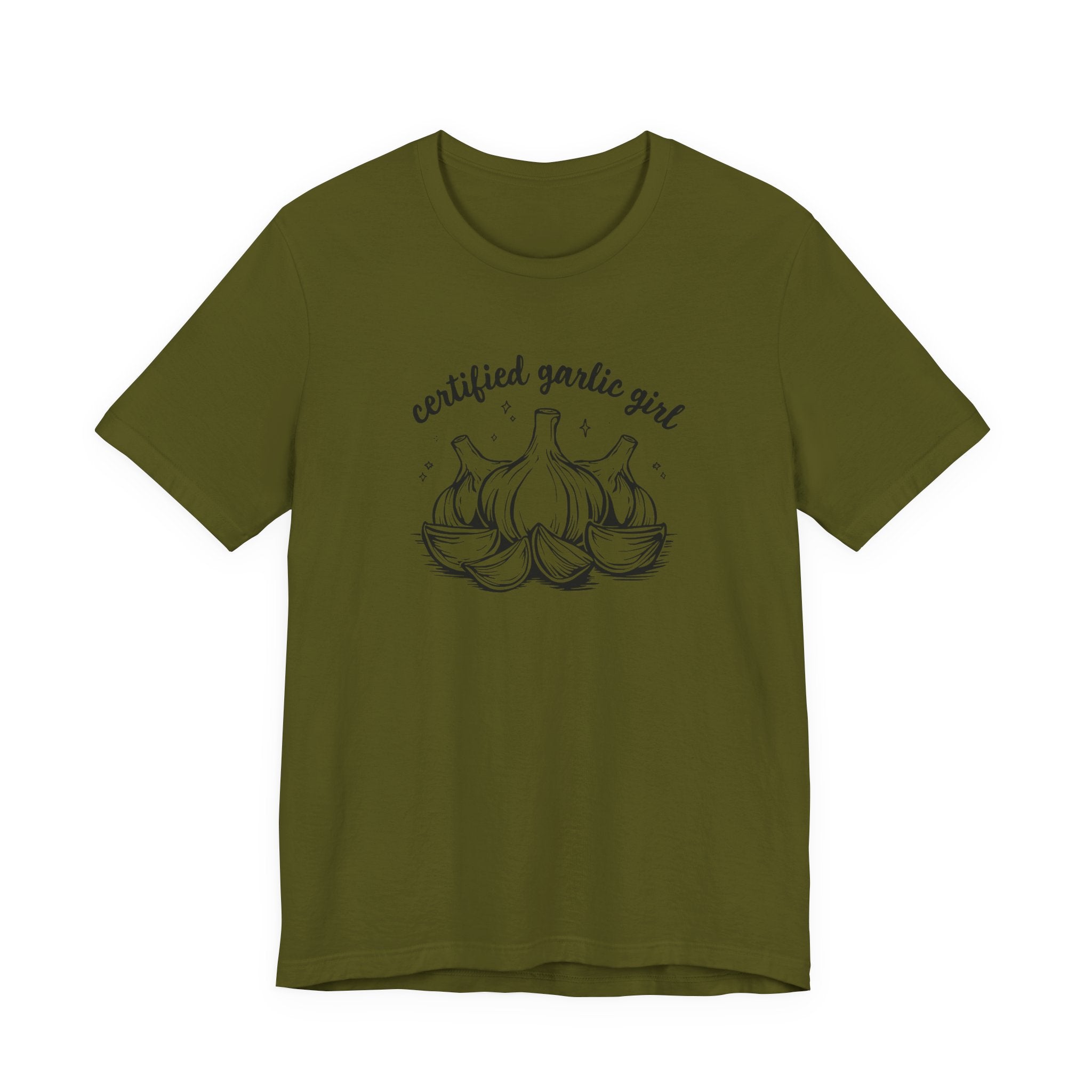 Certified Garlic Girl T‑Shirt — Cute Garlic Illustration Tee for Foodies & Gardeners