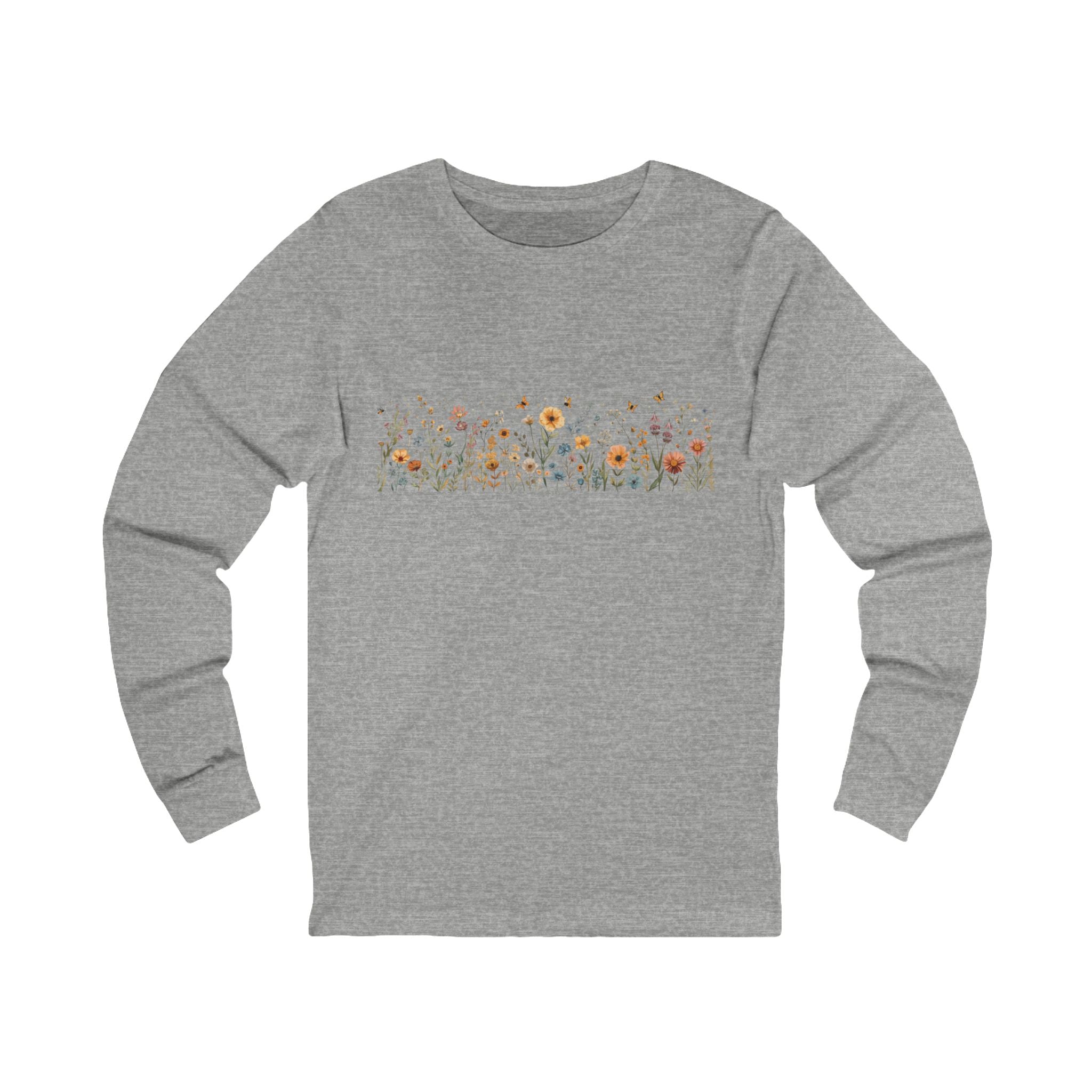 Long Sleeve Tee — Delicate Wildflower Field Graphic