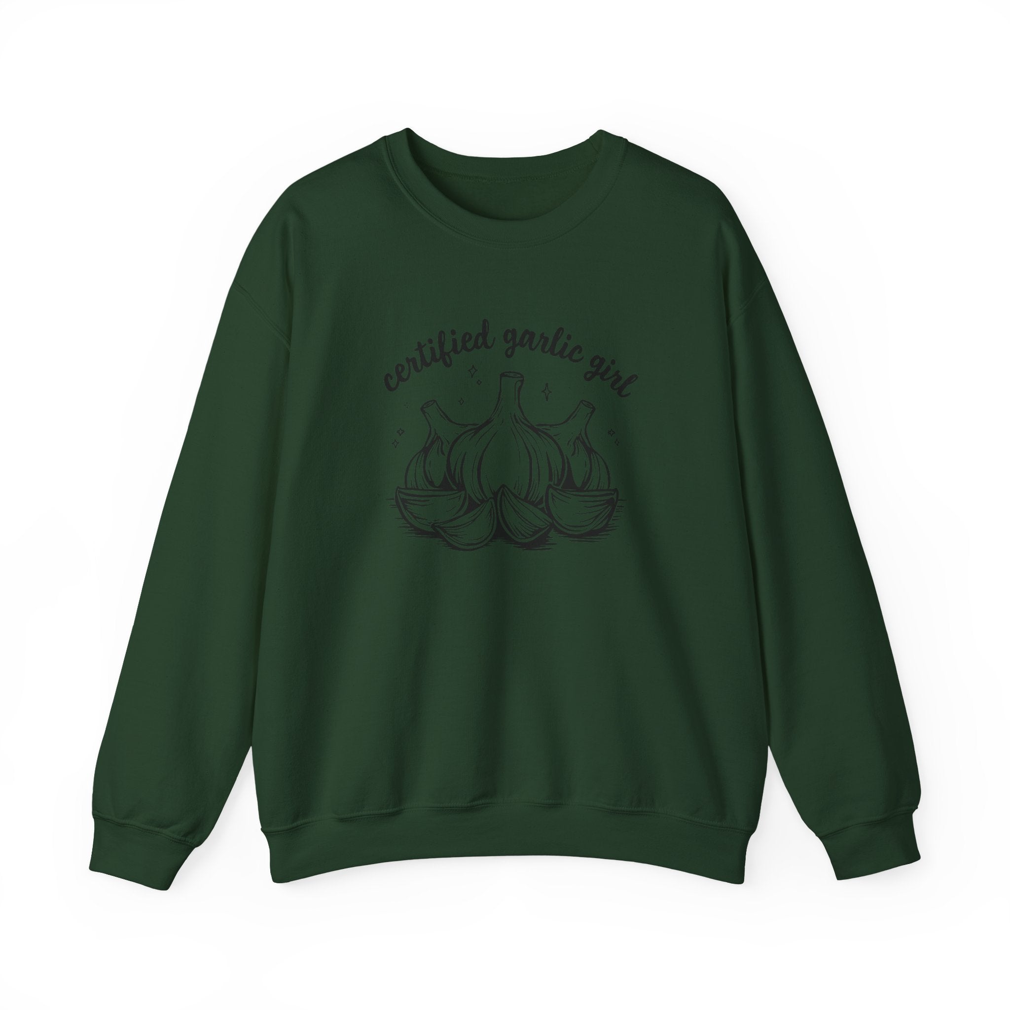 Garlic Crewneck Sweatshirt – "Certified Garlic Girl" Cozy Kitchen Lover Sweatshirt