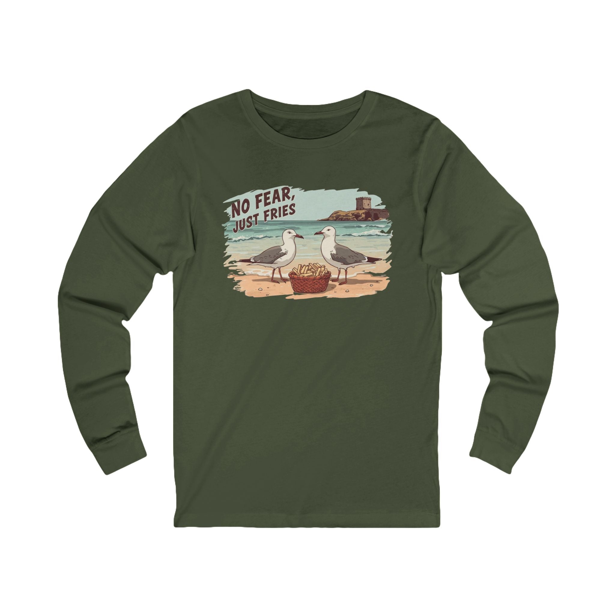 No Fear Just Fries Long Sleeve Tee — Seagull Beach Graphic Shirt