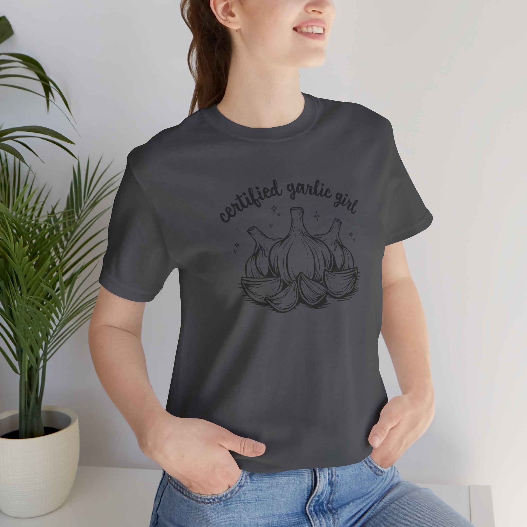 Certified Garlic Girl T‑Shirt — Cute Garlic Illustration Tee for Foodies & Gardeners