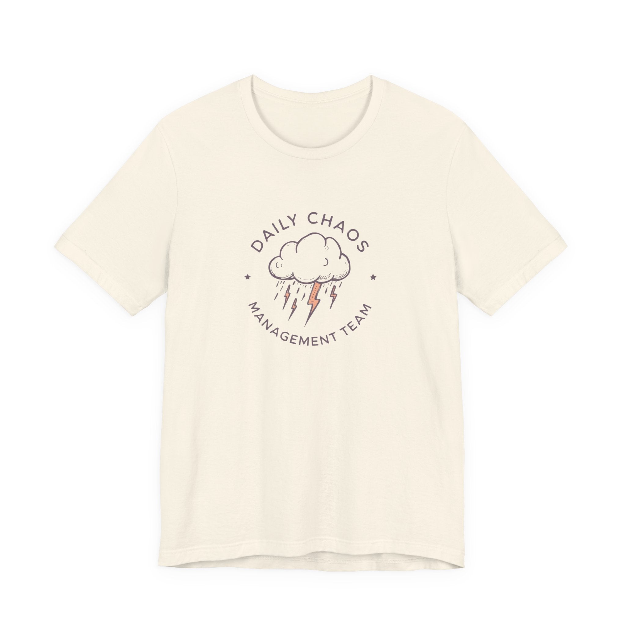 Daily Chaos Management Team Tee — Cute Lightning Cloud Graphic T-Shirt