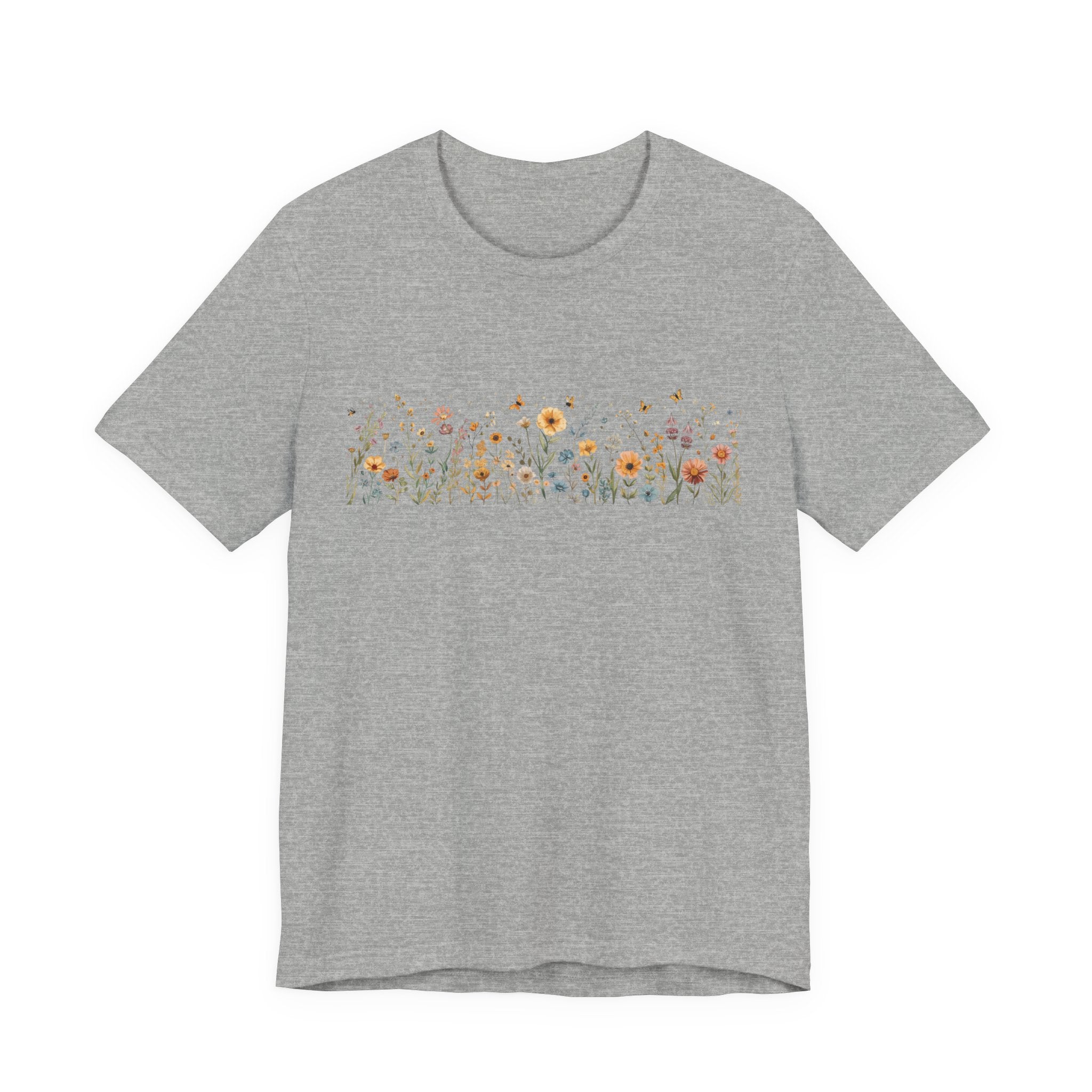 Floral Meadow Stripe Tee — Wildflower Band Graphic T-Shirt