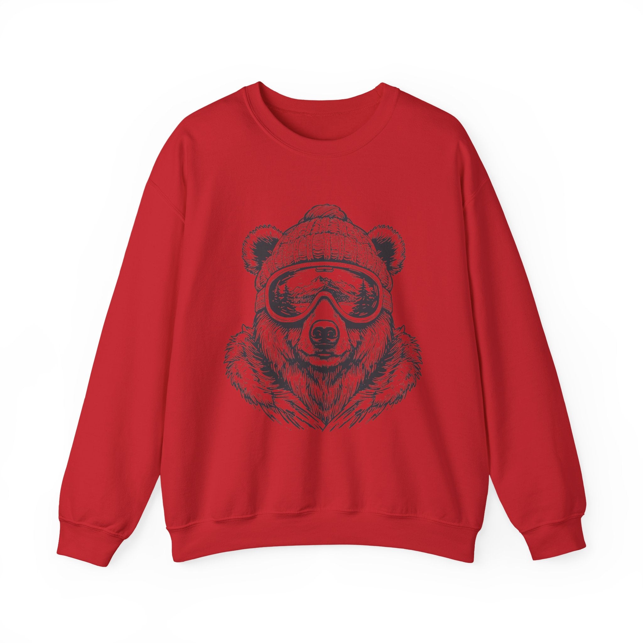 Bear Ski Goggles Sweatshirt — Cozy Graphic Crewneck for Winter & Outdoor Lovers