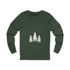 Winter Pines Long Sleeve Tee — Snowy Tree Graphic Shirt