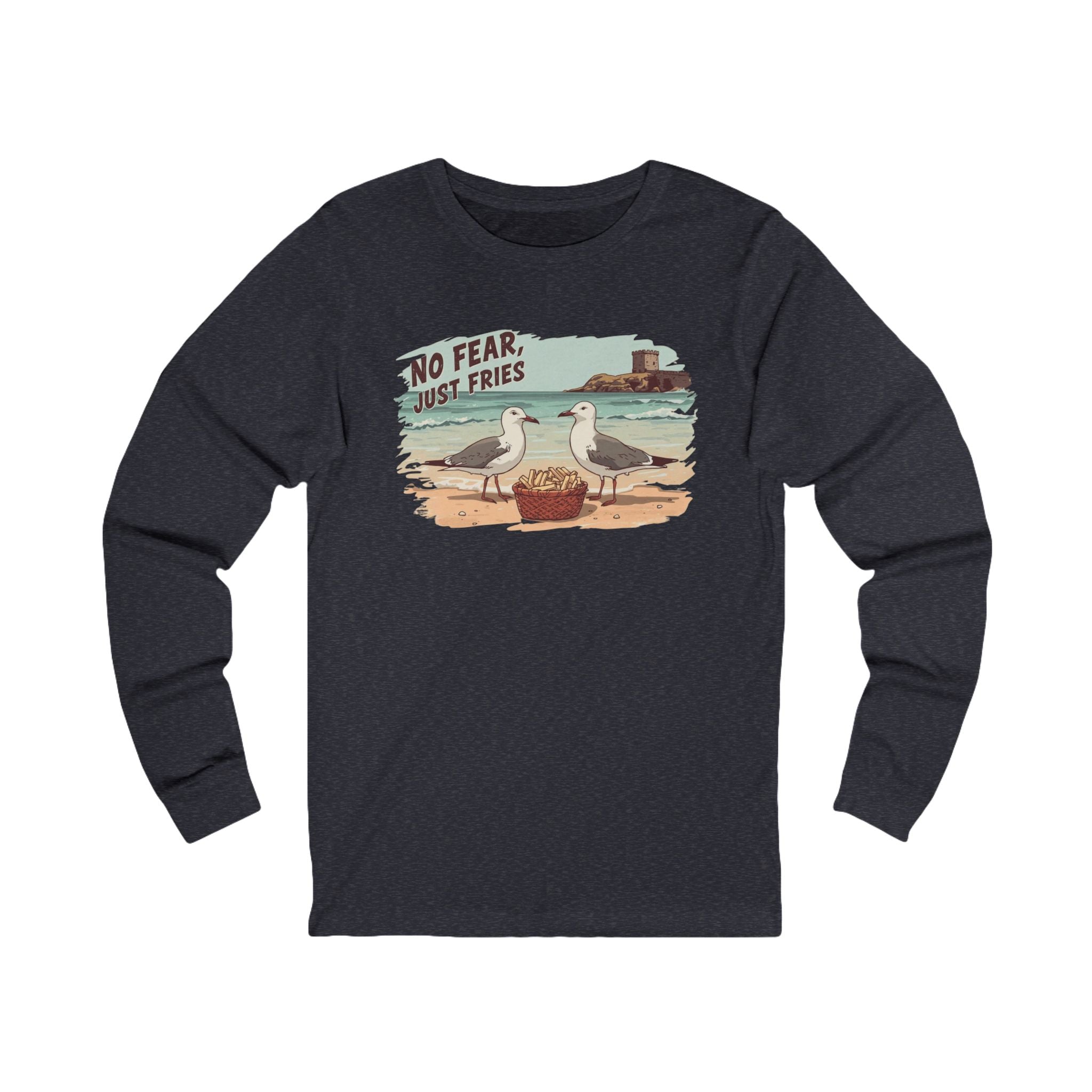 No Fear Just Fries Long Sleeve Tee — Seagull Beach Graphic Shirt