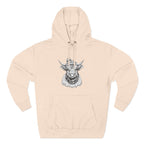 Highland Cow Sketch Hoodie - Detailed Bull Head Graphic Fleece Pullover