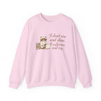 Cozy Raccoon Coffee Sweatshirt — "I don't rise and shine... I caffeinate and try" Crewneck