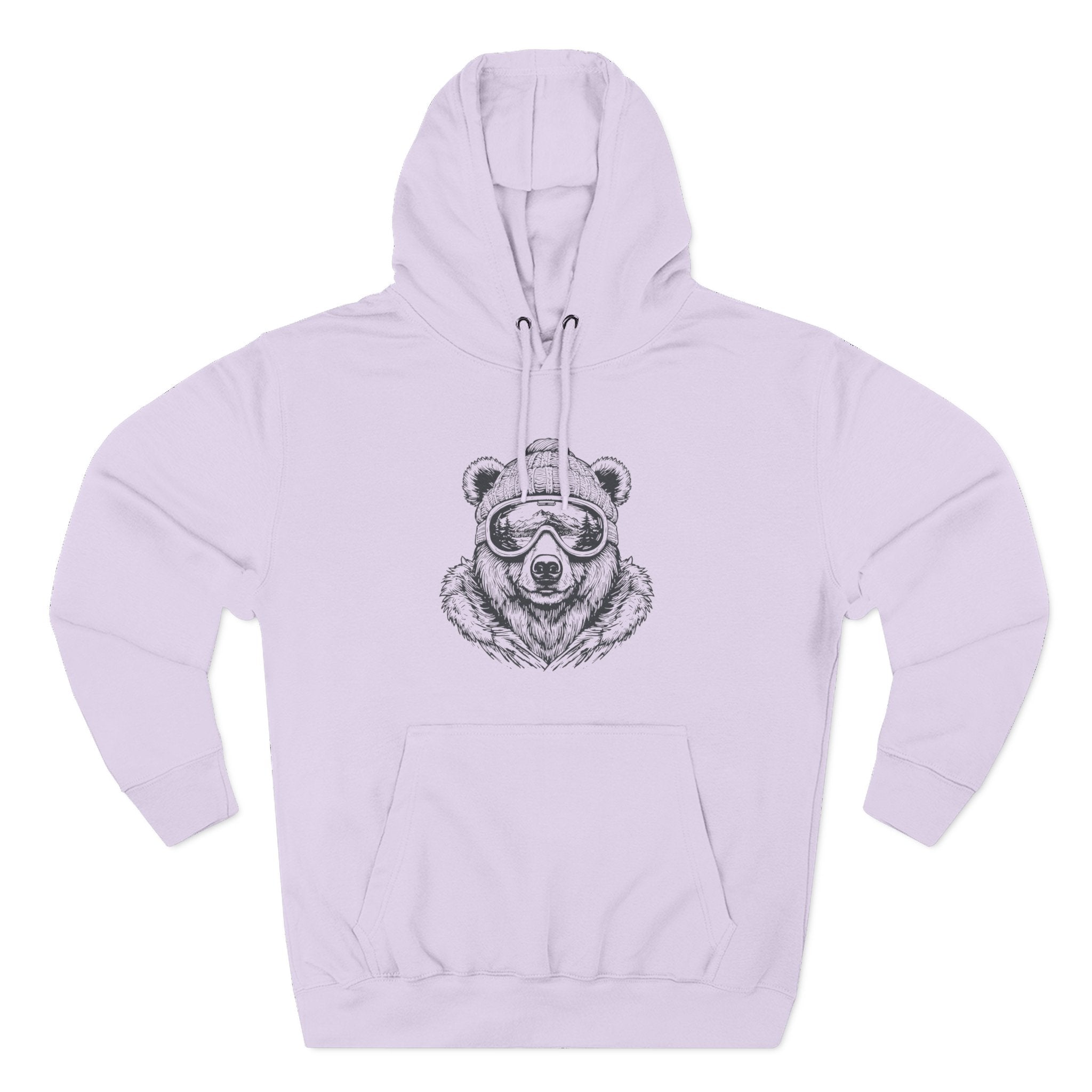Bear Sketch Hoodie — Cool Bear with Sunglasses Fleece Pullover