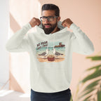 Seagull Beach Hoodie – “No Fear Just Fries” Retro Coastal Graphic Hoodie