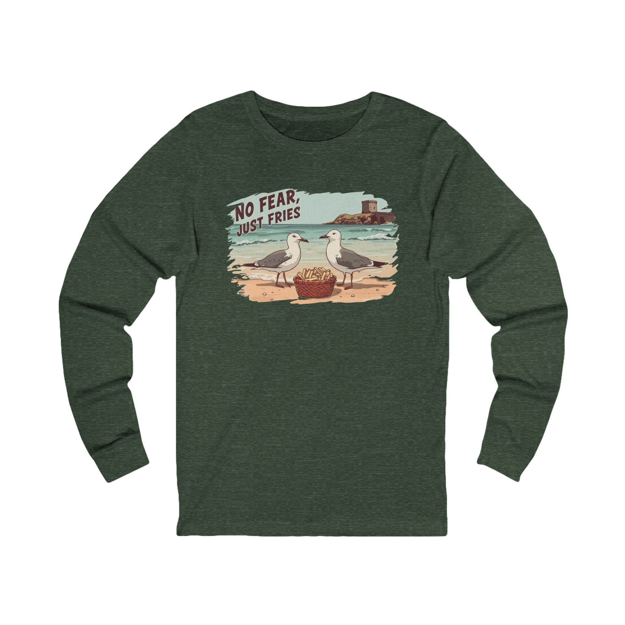 No Fear Just Fries Long Sleeve Tee — Seagull Beach Graphic Shirt