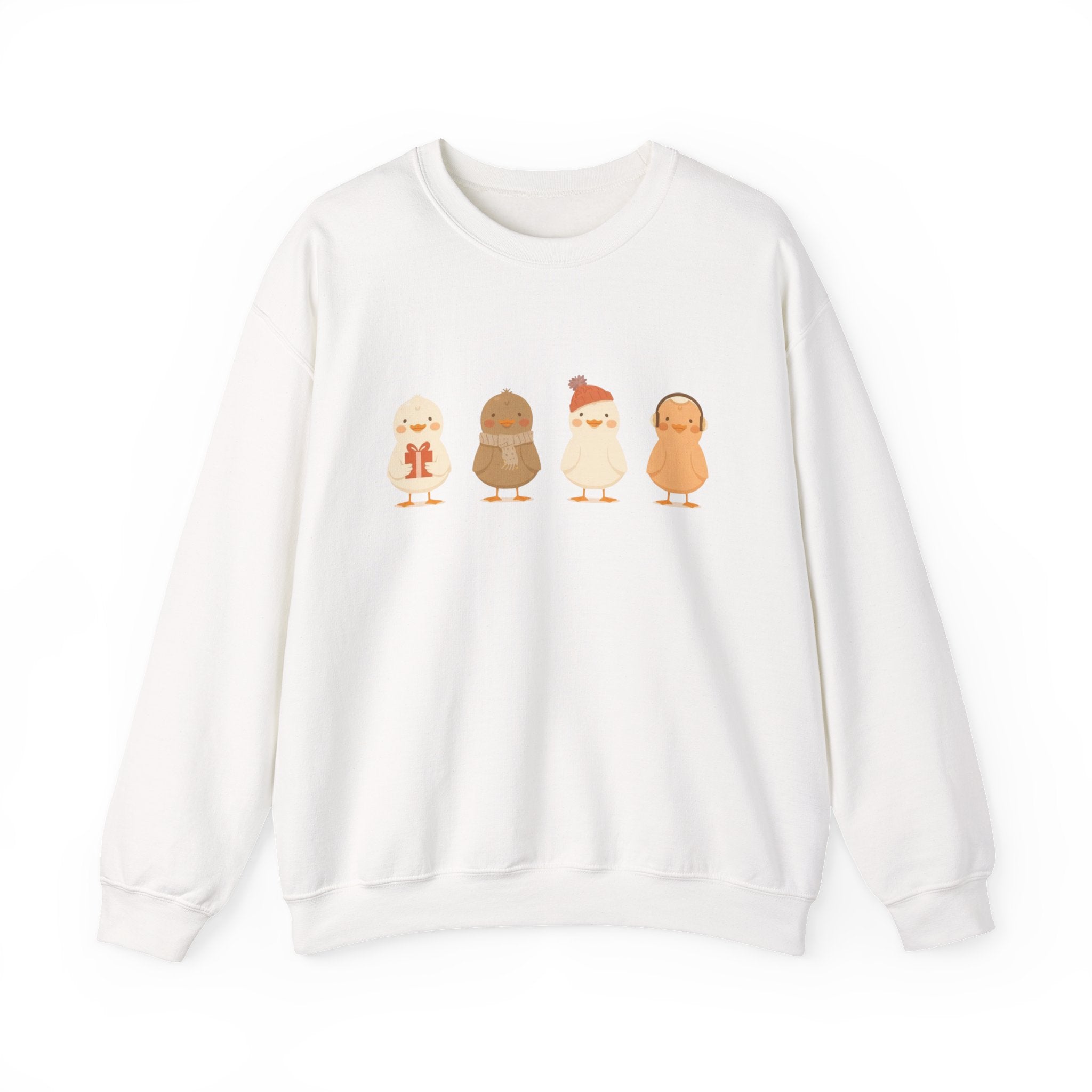 Cute Chick Friends Crewneck Sweatshirt — Adorable Cartoon Chickens Graphic