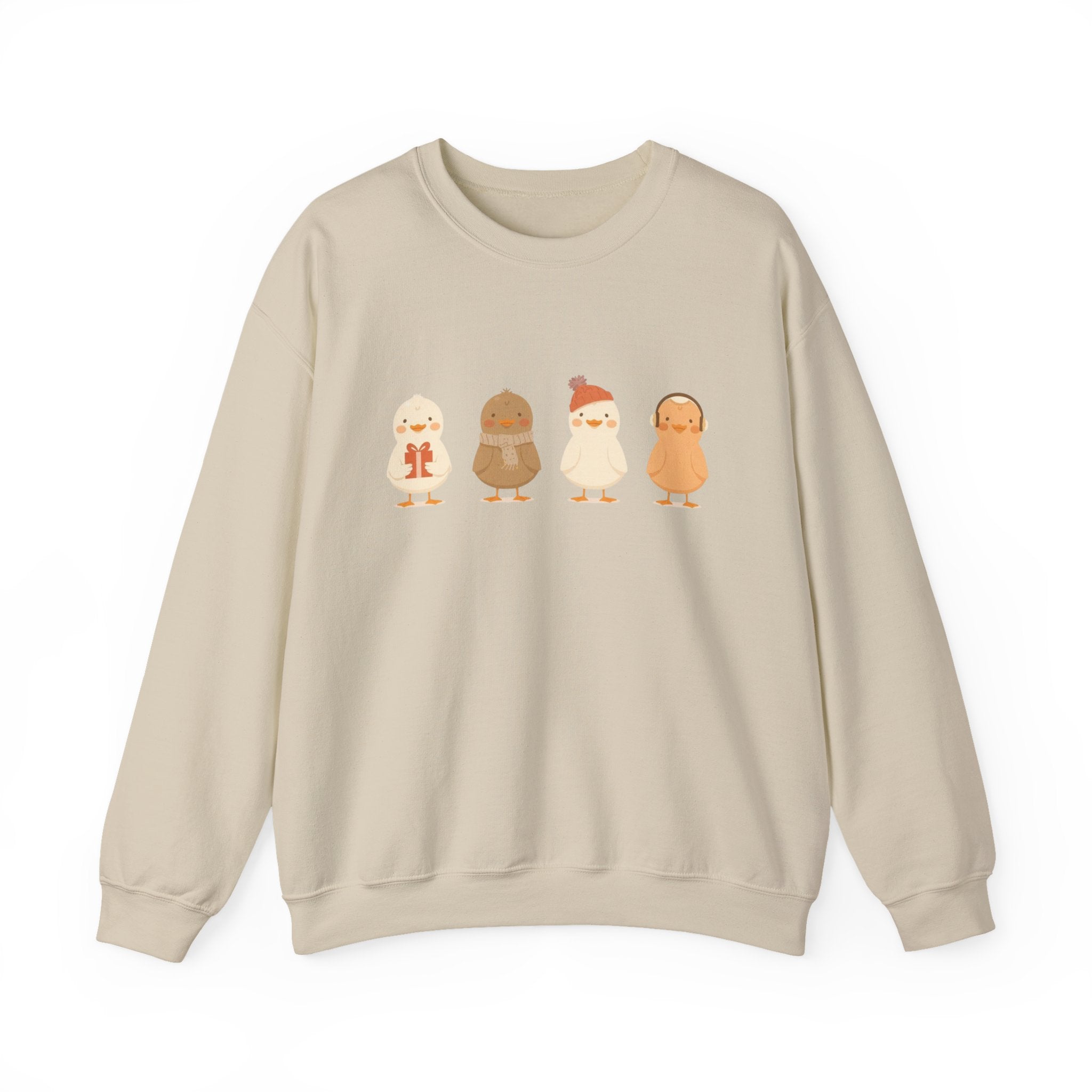 Cute Chick Friends Crewneck Sweatshirt — Adorable Cartoon Chickens Graphic