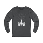 Winter Pines Long Sleeve Tee — Snowy Tree Graphic Shirt