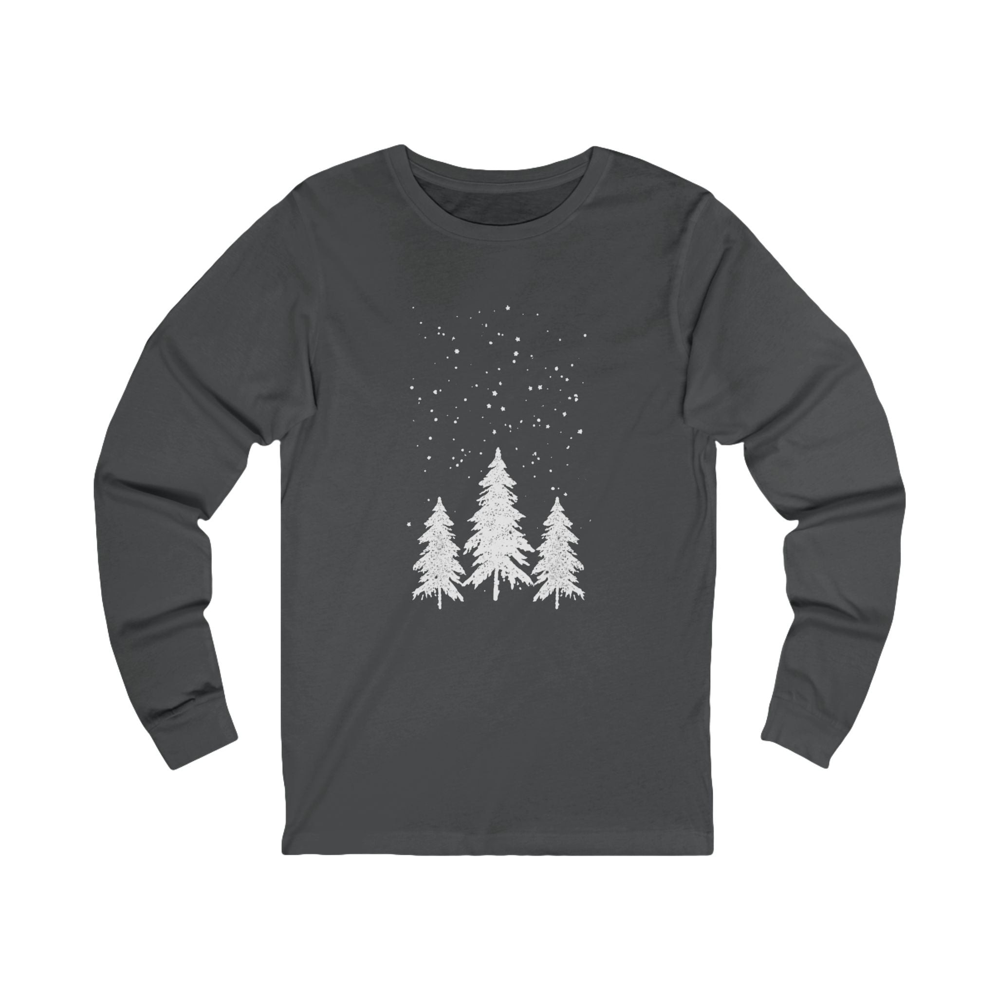 Winter Pines Long Sleeve Tee — Snowy Tree Graphic Shirt