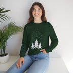 Winter Pines Crewneck Sweatshirt — Snowy Forest Holiday Sweatshirt